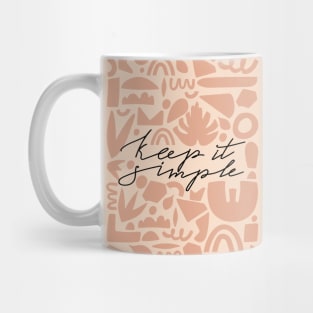 Trendy abstract geometric shapes. Fashion typography "Keep it simple". Mug